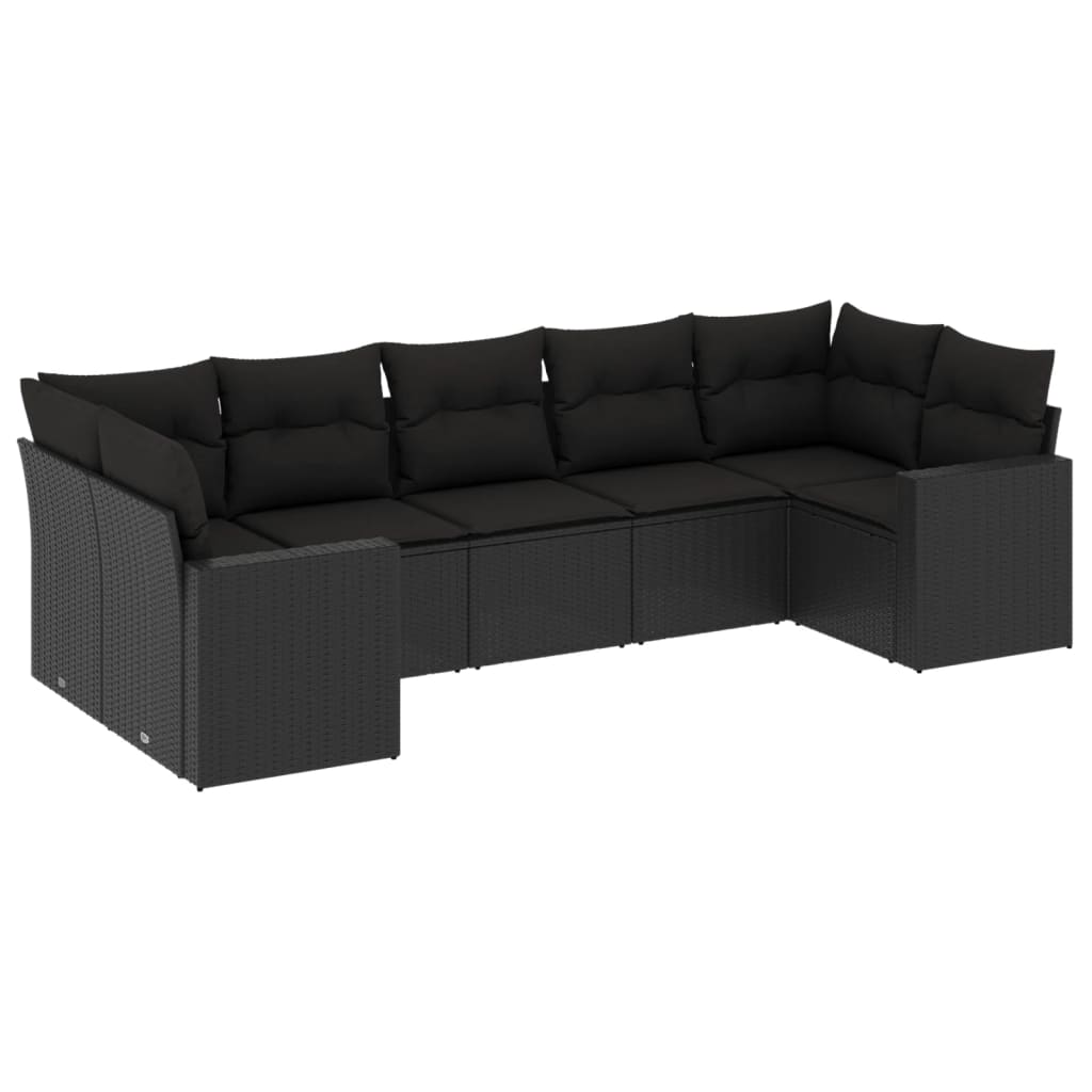 7-delige Loungeset met kussens poly rattan