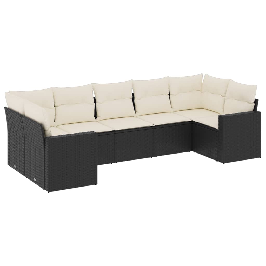 7-delige Loungeset met kussens poly rattan