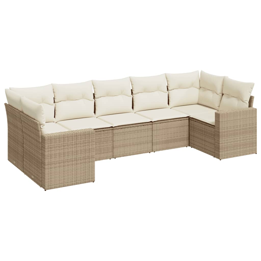 7-delige Loungeset met kussens poly rattan