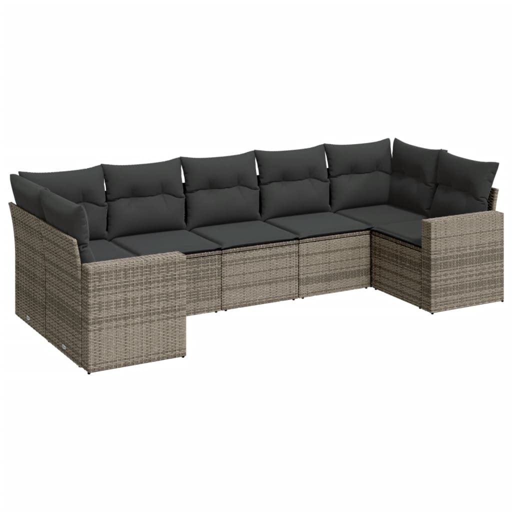 7-delige Loungeset met kussens poly rattan