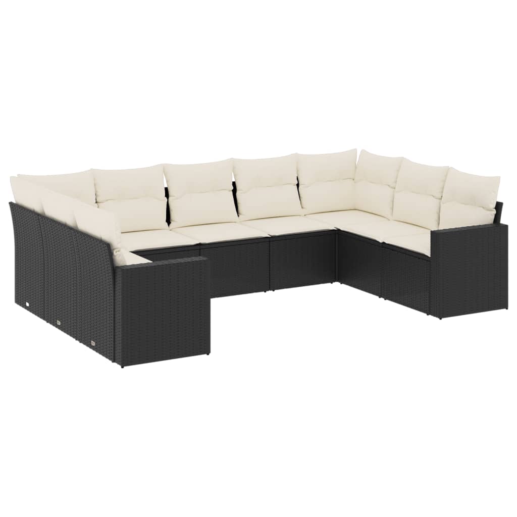 9-delige Loungeset met kussens poly rattan