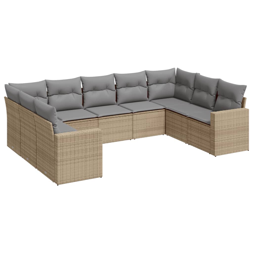 9-delige Loungeset met kussens poly rattan