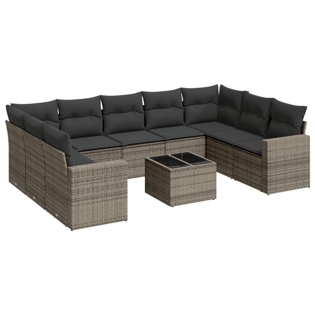 9-delige Loungeset met kussens poly rattan