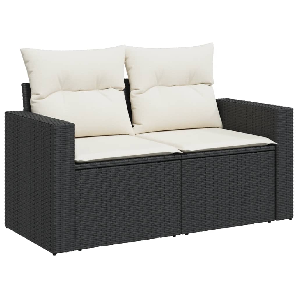 10-delige Loungeset met kussens poly rattan grijs