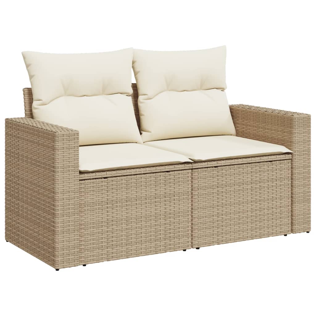 10-delige Loungeset met kussens poly rattan zwart