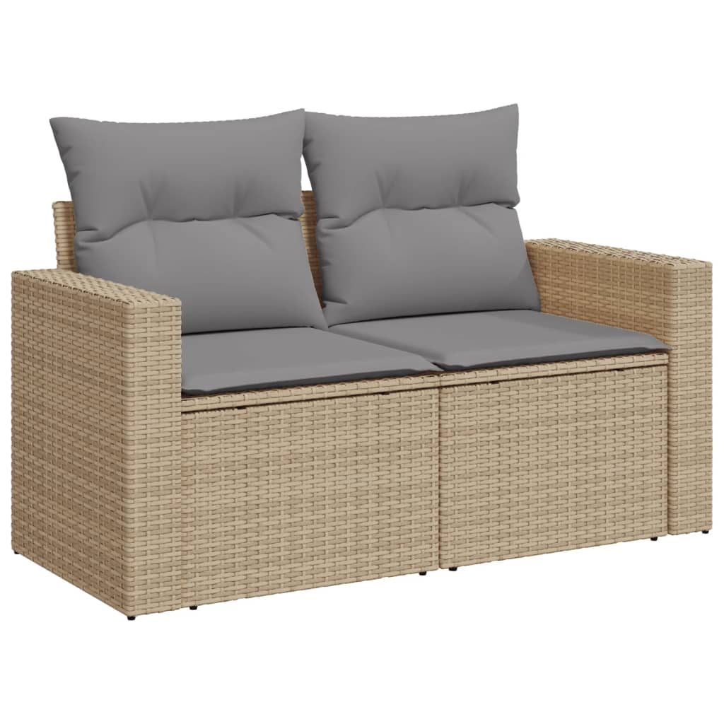 10-delige Loungeset met kussens poly rattan zwart