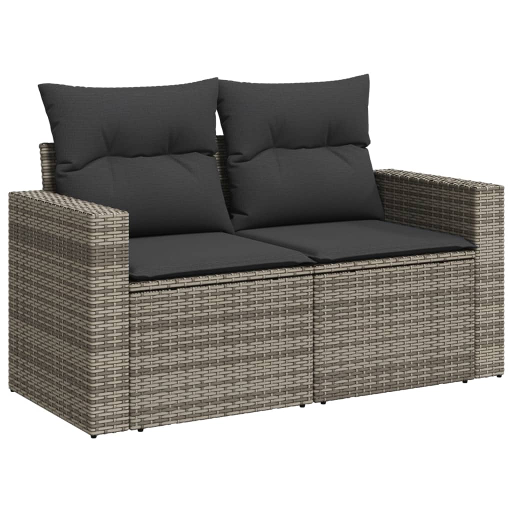 10-delige Loungeset met kussens poly rattan bruin