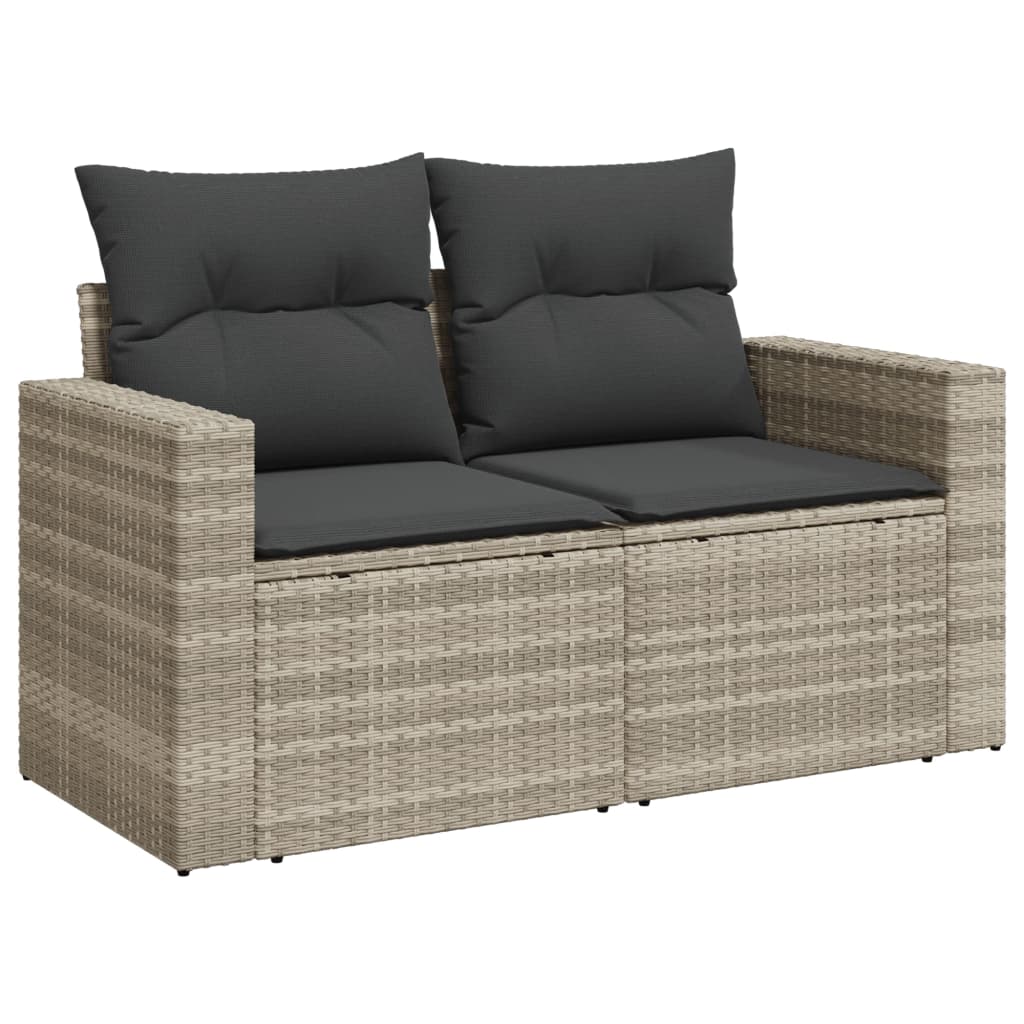 10-delige Loungeset met kussens poly rattan zwart