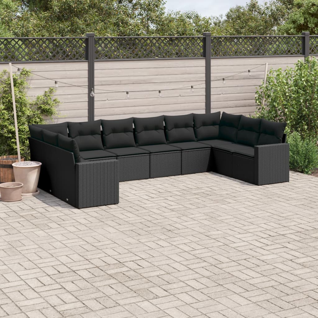 11-delige Loungeset met kussens poly rattan lichtgrijs