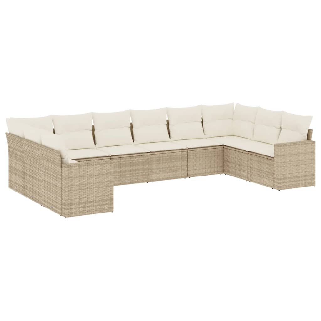 11-delige Loungeset met kussens poly rattan lichtgrijs