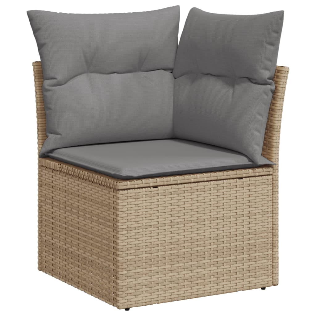 11-delige Loungeset met kussens poly rattan lichtgrijs