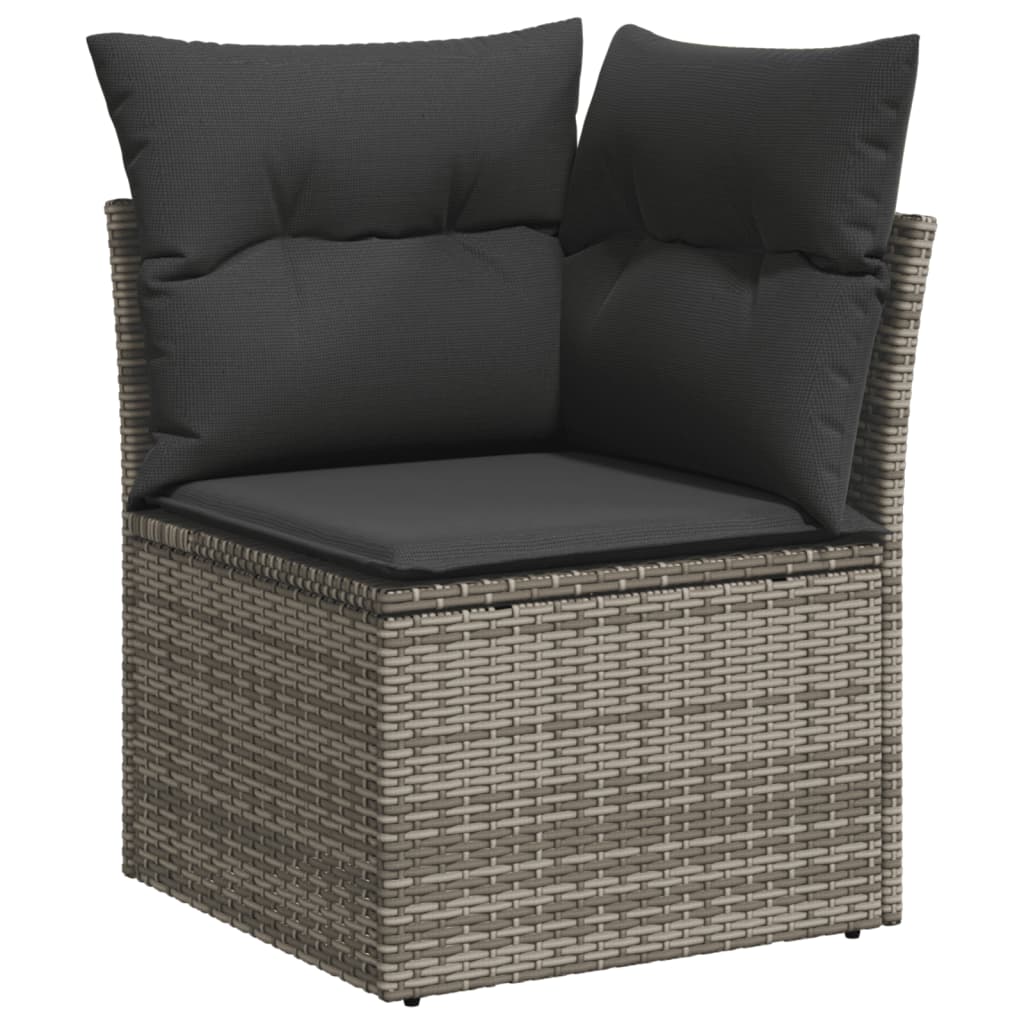 11-delige Loungeset met kussens poly rattan lichtgrijs