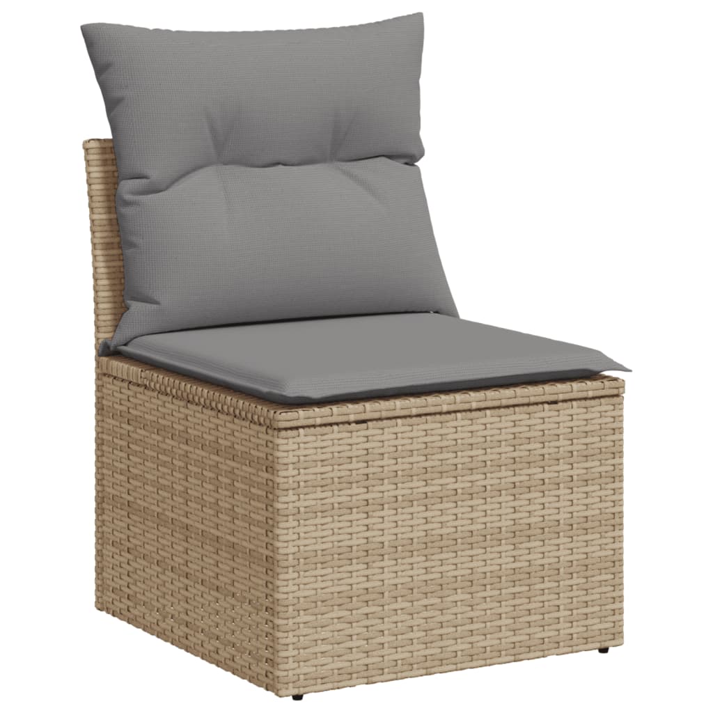 10-delige Loungeset met kussens poly rattan bruin