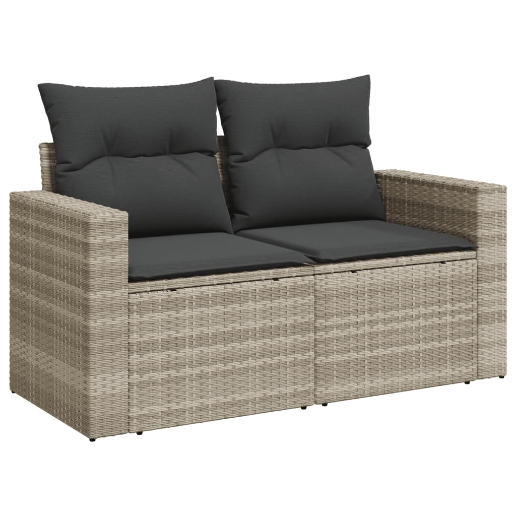 10-delige Loungeset met kussens poly rattan bruin