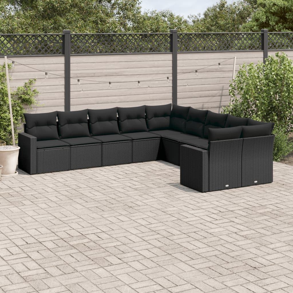 11-delige Tuinset met kussens poly rattan beige