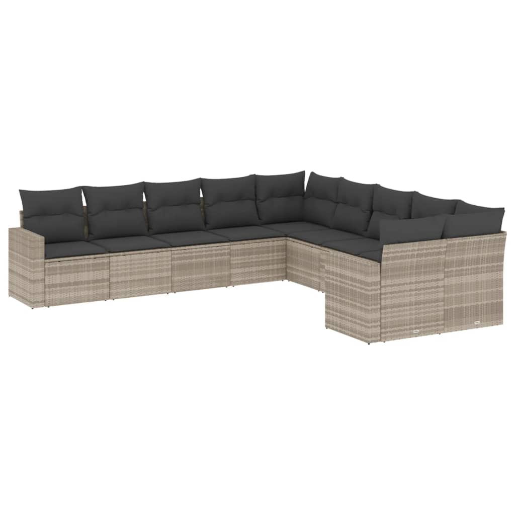 11-delige Tuinset met kussens poly rattan beige