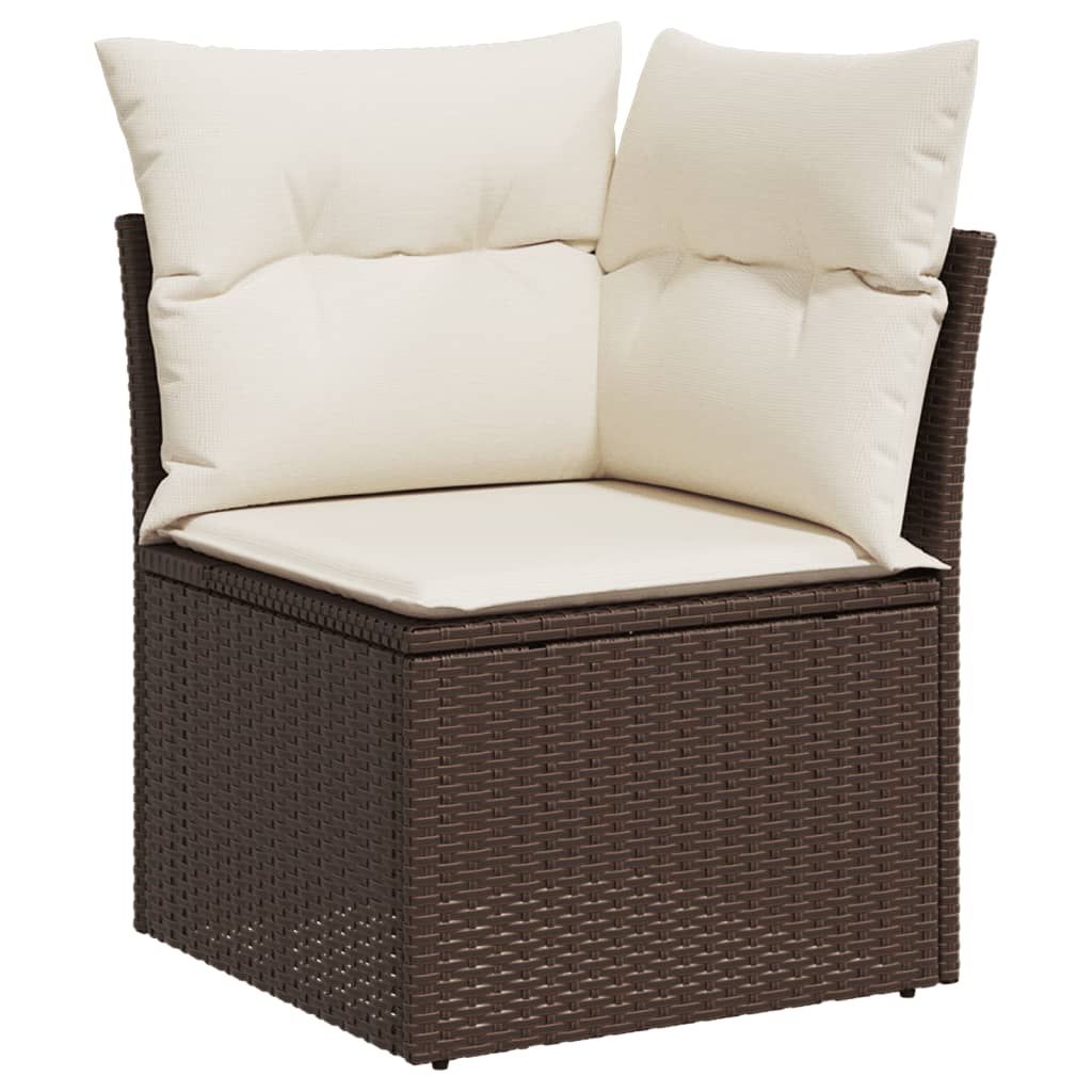 11-delige Loungeset met kussens poly rattan bruin