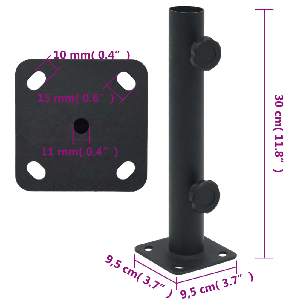 Parasolvoet voor Ø32/34/38 mm stok staal matzwart