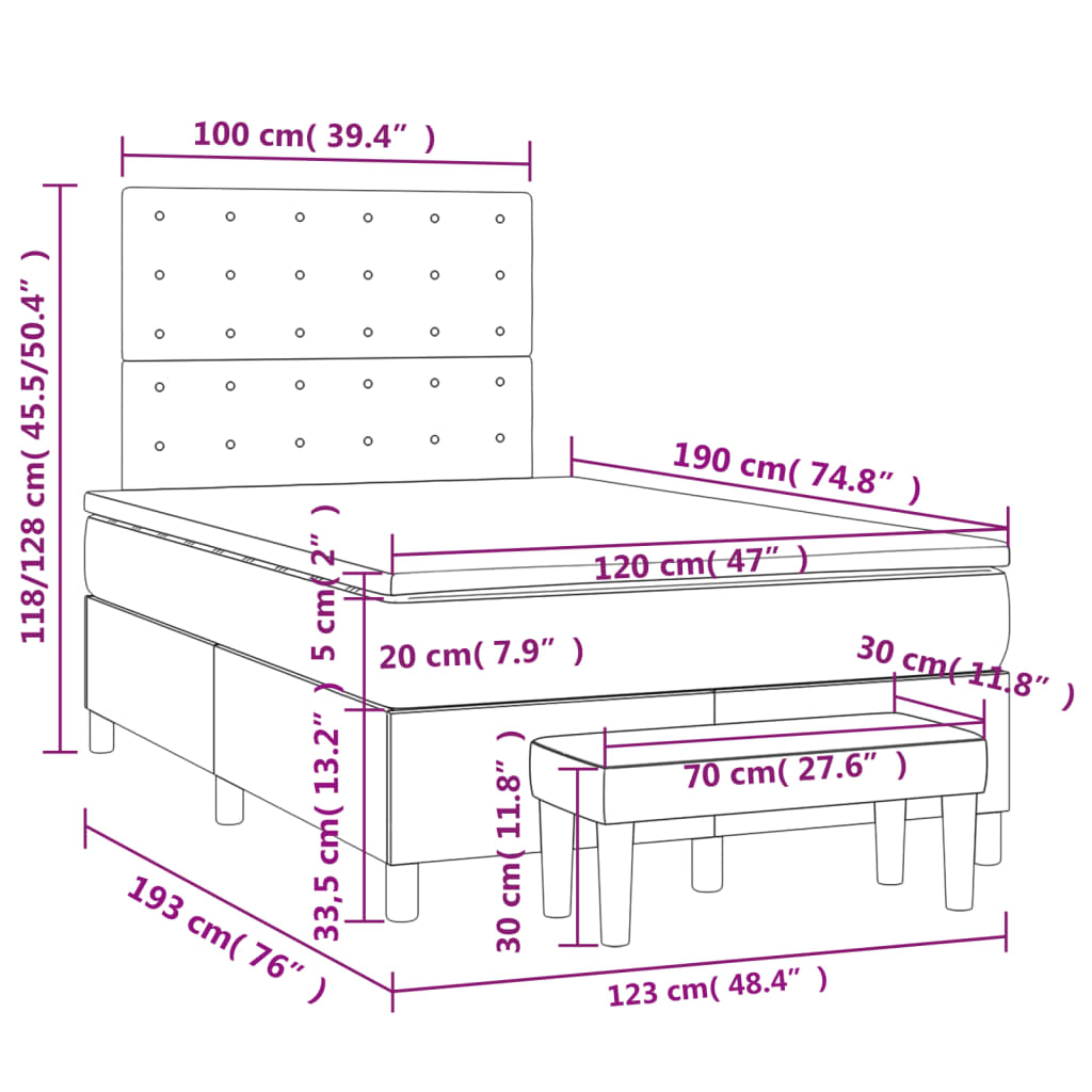 Boxspring met matras kunstleer 90x190 cm