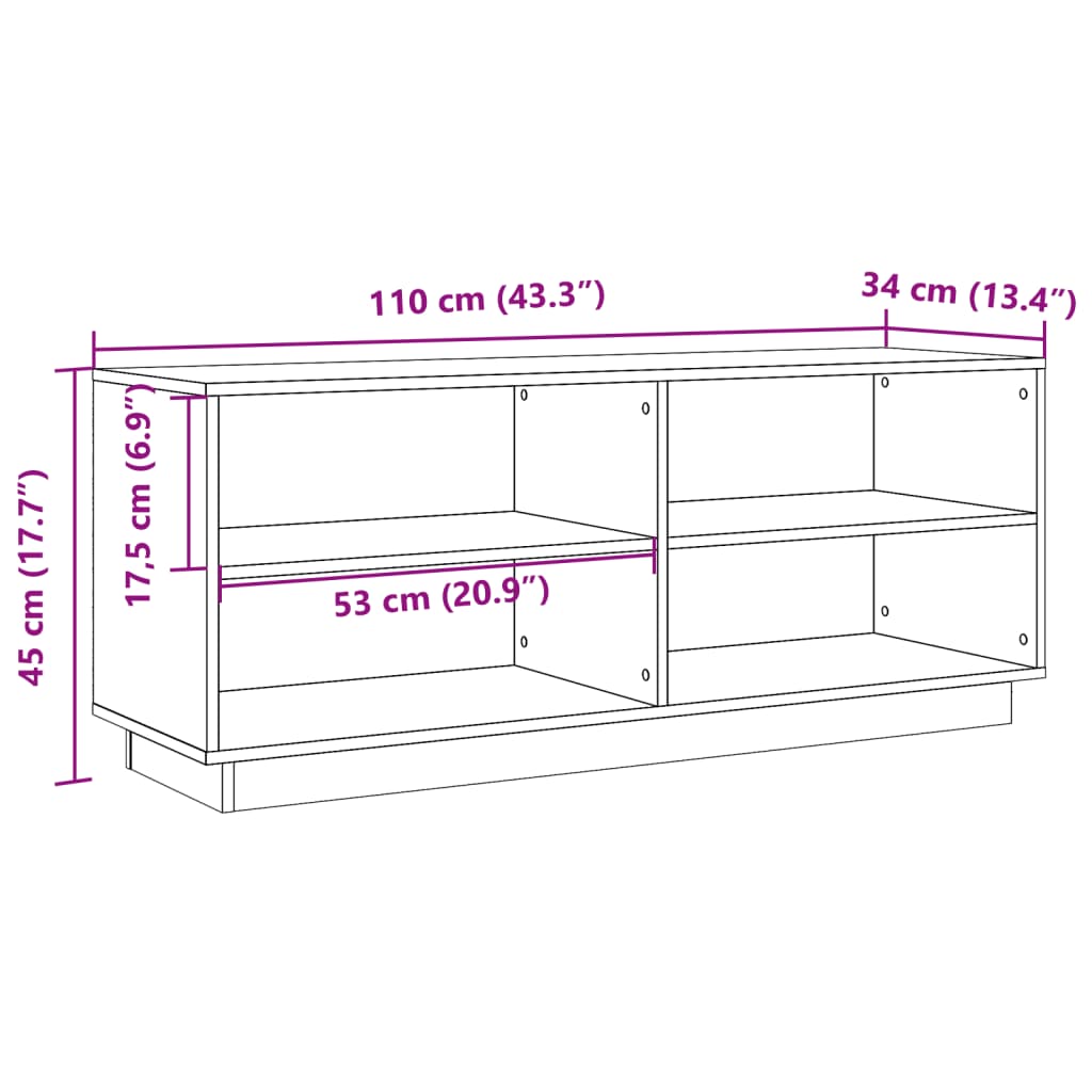 Schoenenkast 110x34x45 cm massief grenenhout