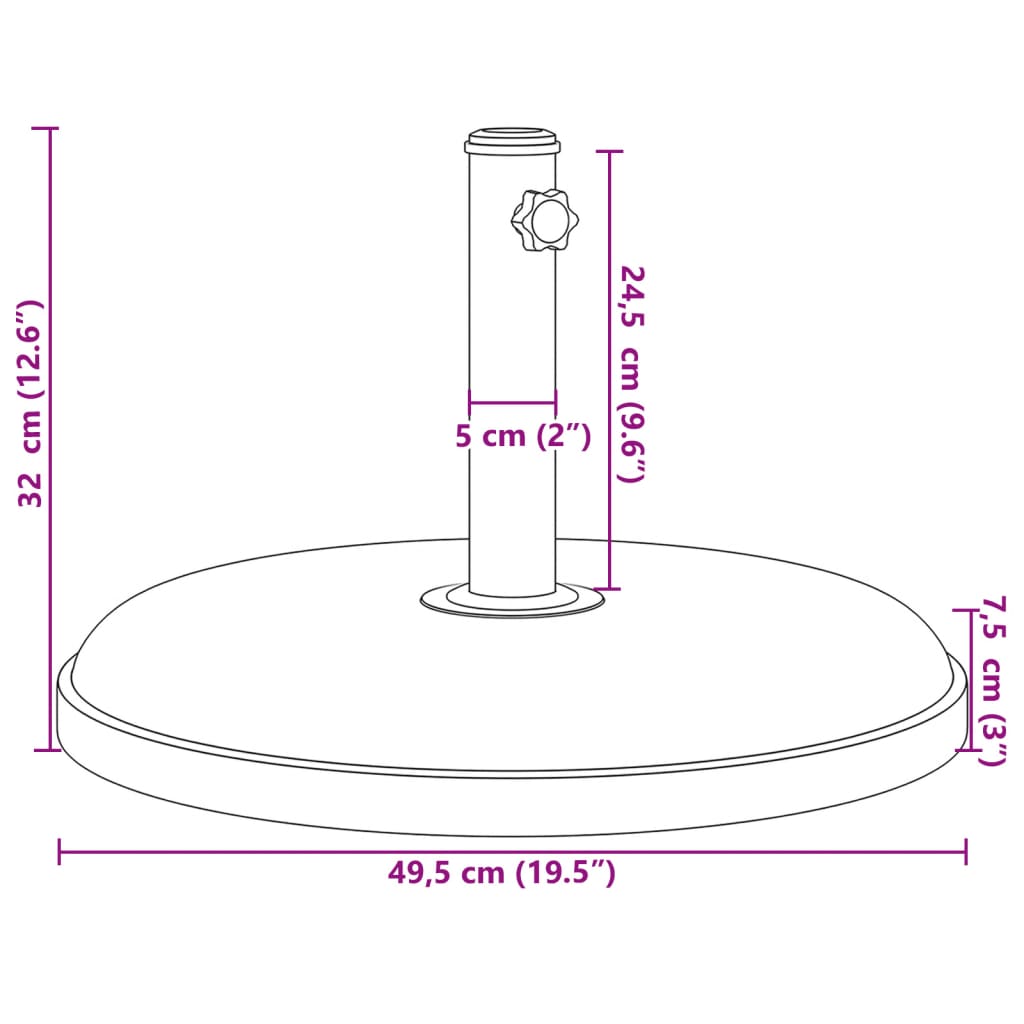 Parasolvoet voor stokken van Ø32/35/38 mm 15 kg rond