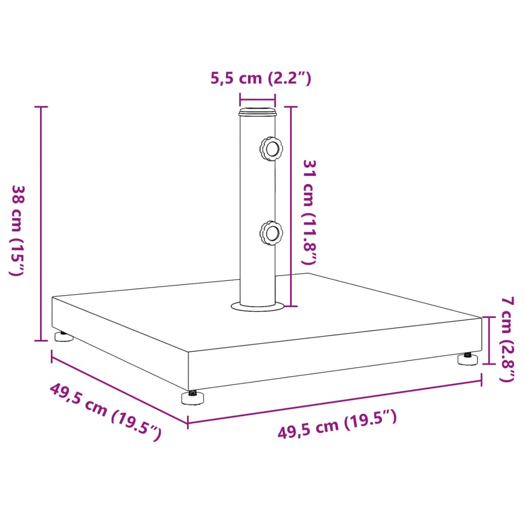 Parasolvoet voor stokken van Ø32/38/48 mm 25 kg rond