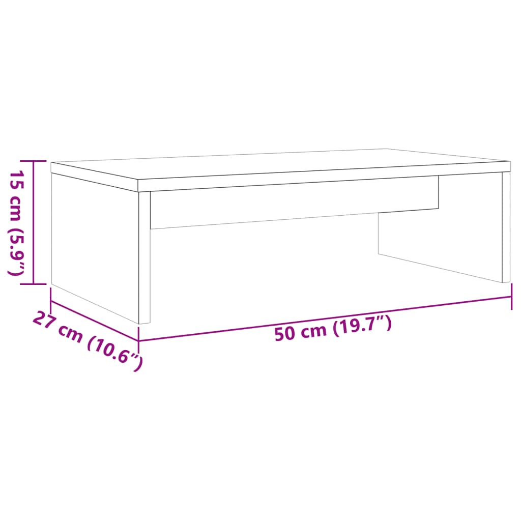 Monitorstandaard 50x27x15 cm massief grenenhout