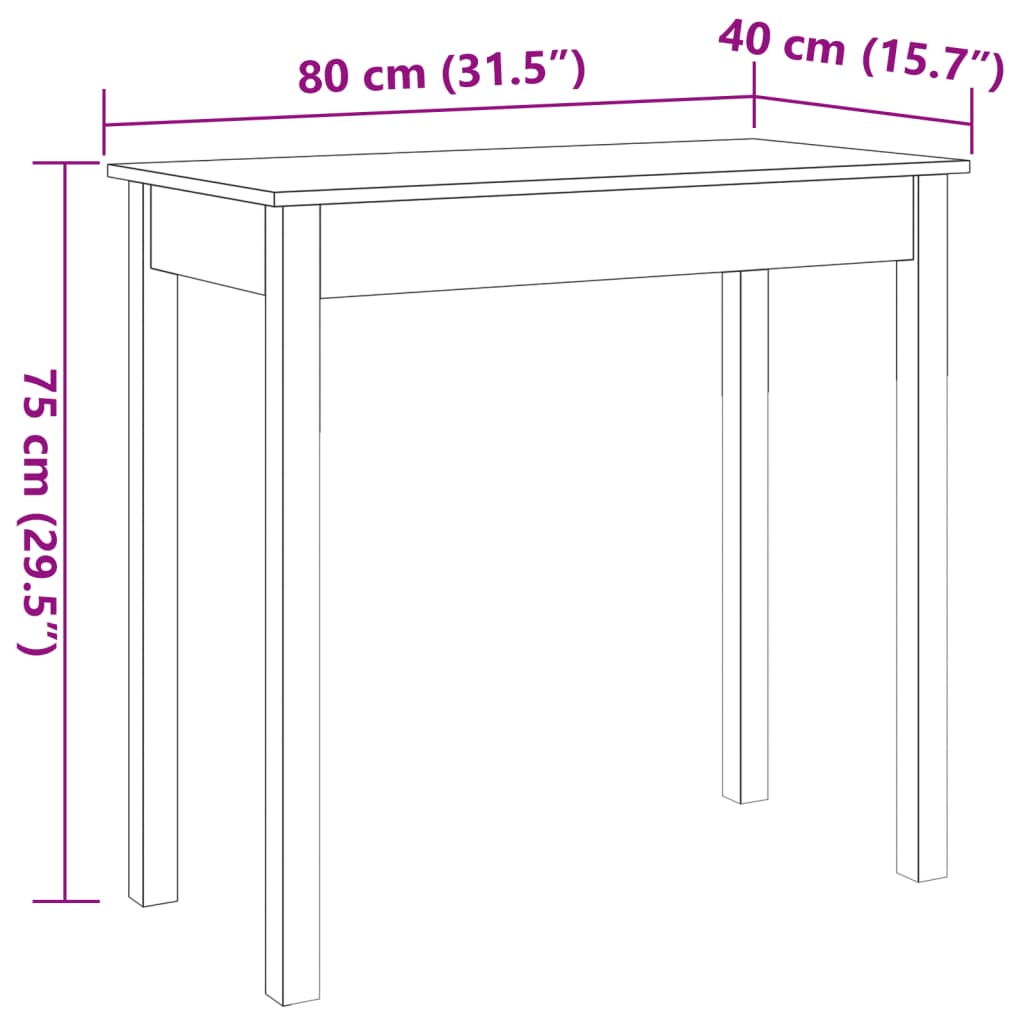 Wandtafel 110x40x75 cm massief grenenhout