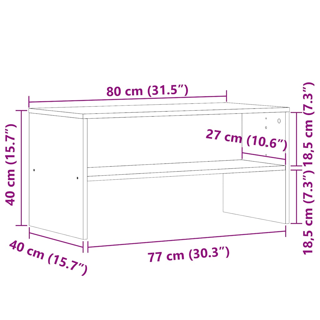 Tv-meubel 80x40x40 cm bewerkt hout artisanaal eikenkleur