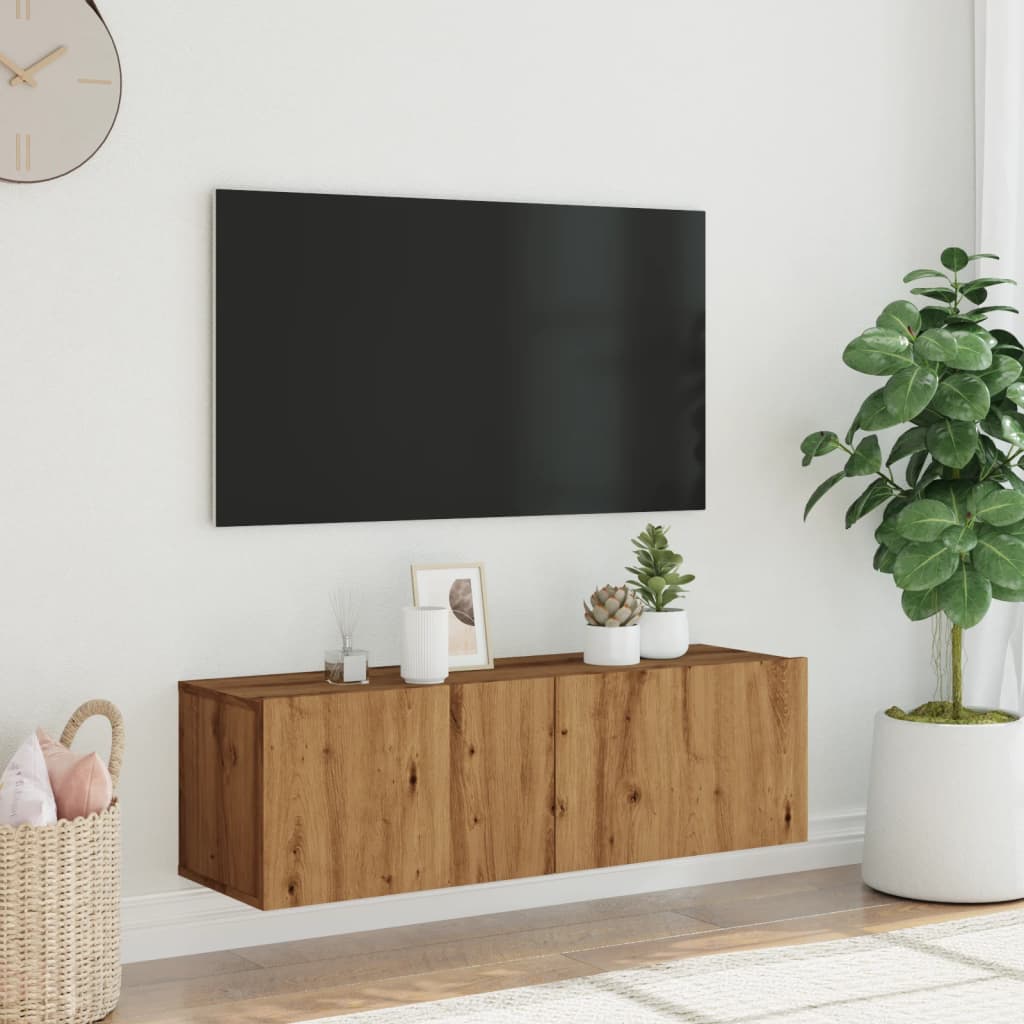 Tv-wandmeubel 120x30x30 cm bewerkt hout bruin eikenkleur