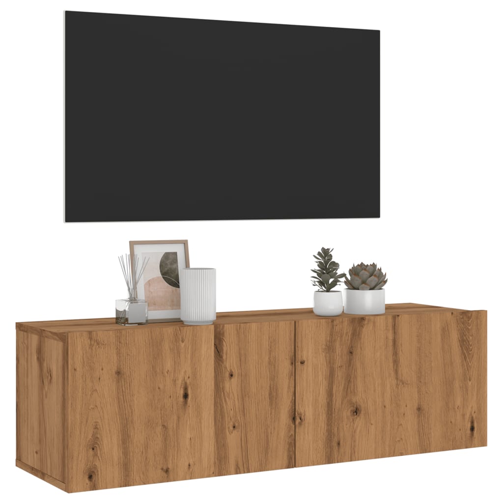 Tv-wandmeubel 120x30x30 cm bewerkt hout bruin eikenkleur