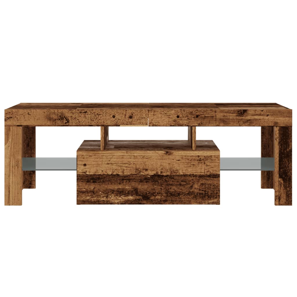 Tv-meubel met LED 120x36,5x40 cm bewerkt hout oud hout