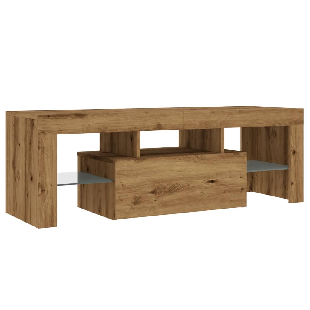 Tv-meubel met LED 120x36,5x40 cm bewerkt hout oud hout