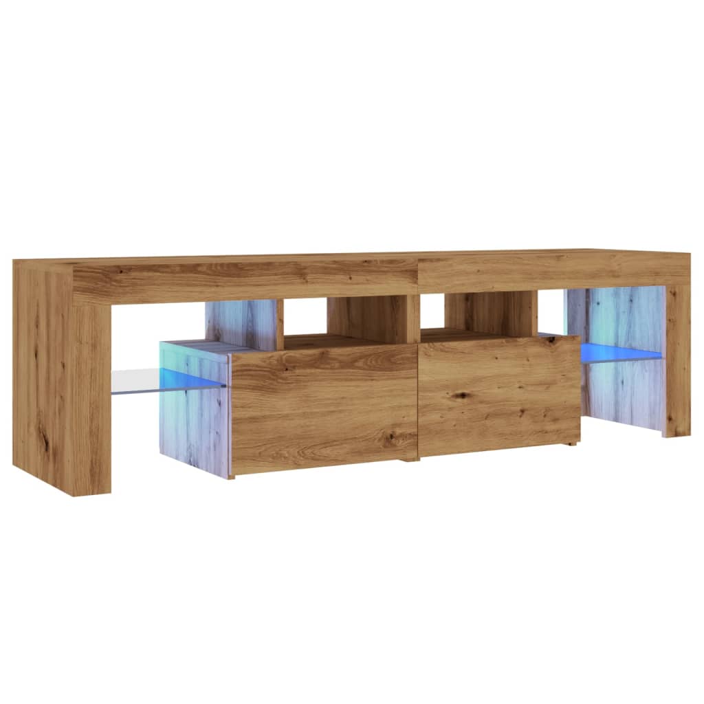 Tv-meubel met LED 140x36,5x40 cm bewerkt hout oud hout