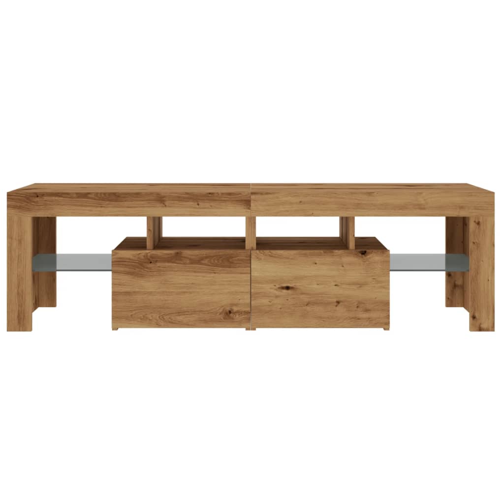 Tv-meubel met LED 140x36,5x40 cm bewerkt hout oud hout