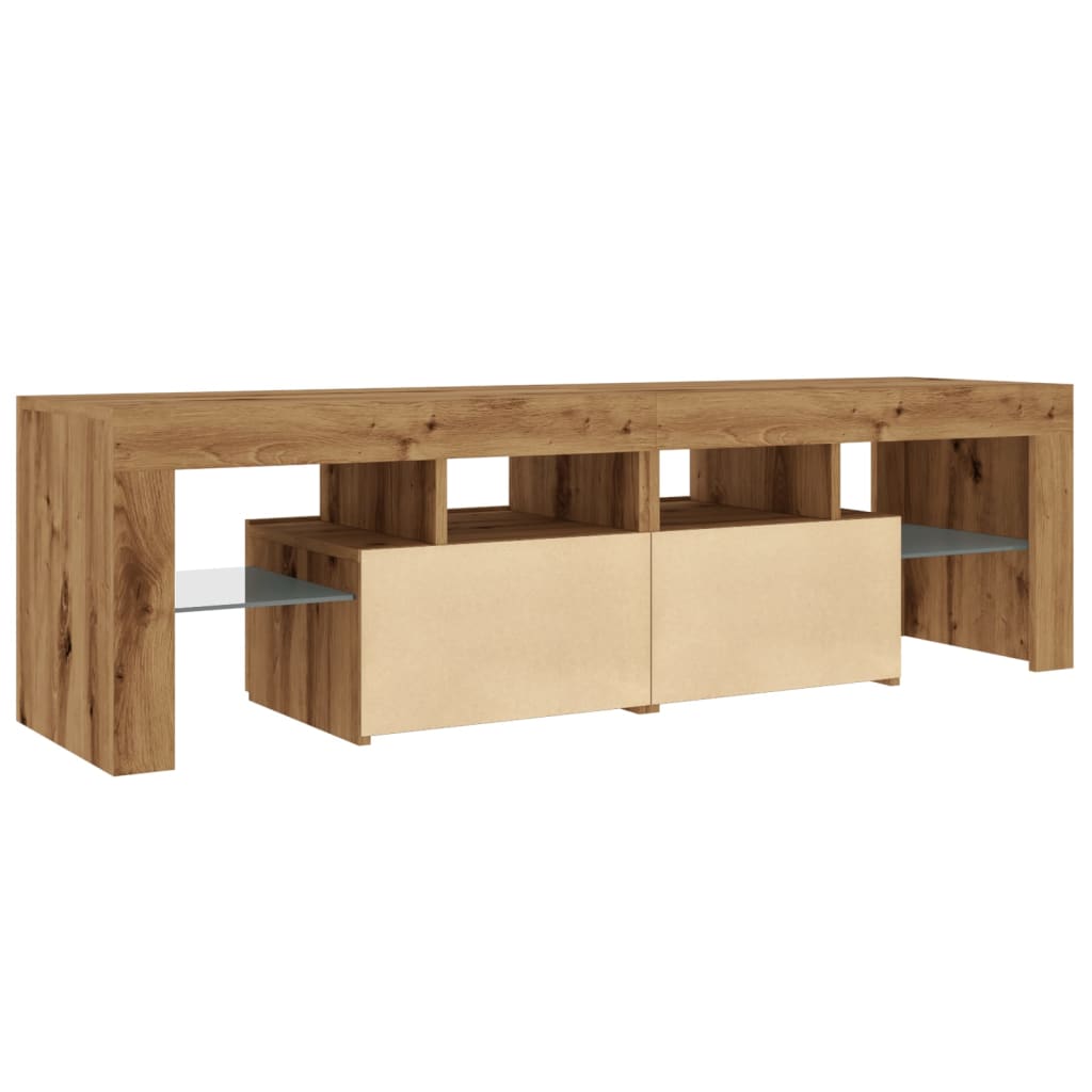 Tv-meubel met LED 140x36,5x40 cm bewerkt hout oud hout