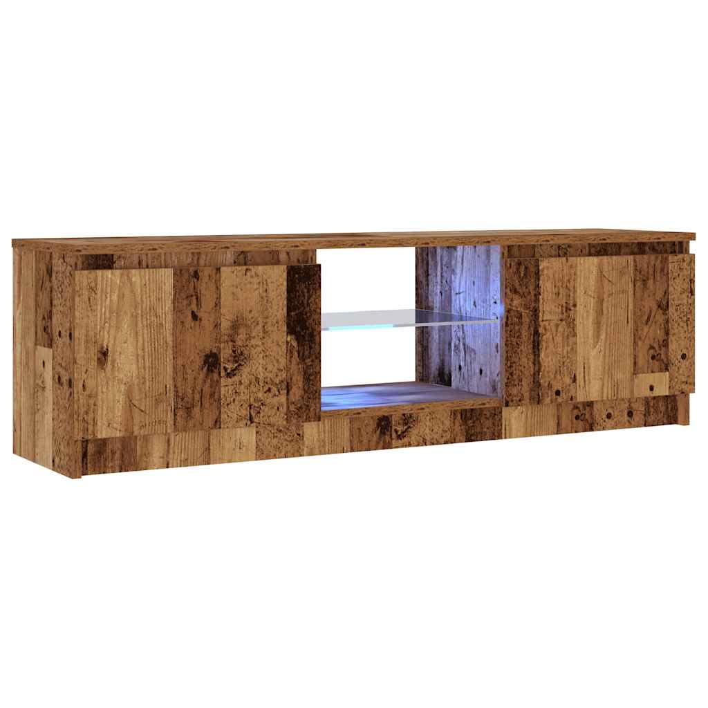 Tv-meubel met LED 140x40x35,5 cm bewerkt hout oud houtkleurig