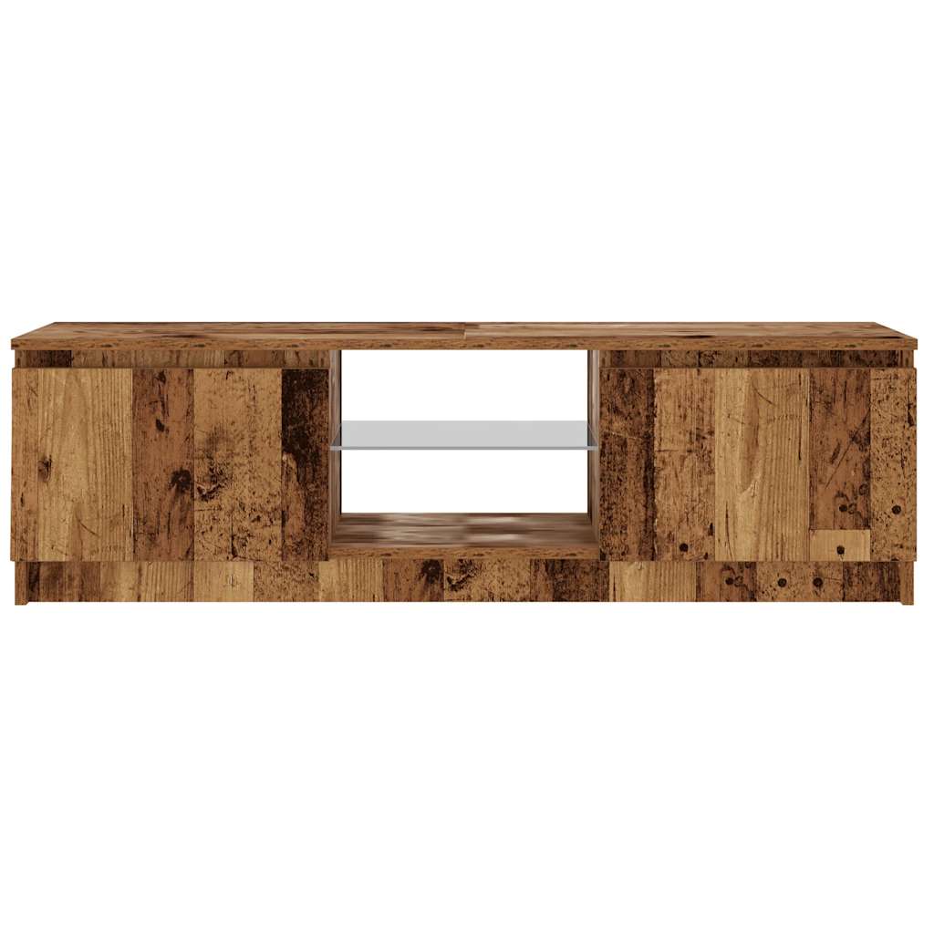 Tv-meubel met LED 140x40x35,5 cm bewerkt hout oud houtkleurig