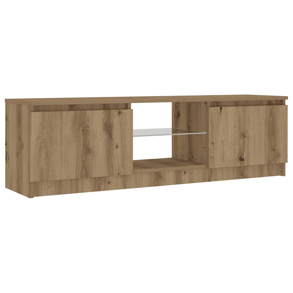 Tv-meubel met LED 140x40x35,5 cm bewerkt hout oud houtkleurig