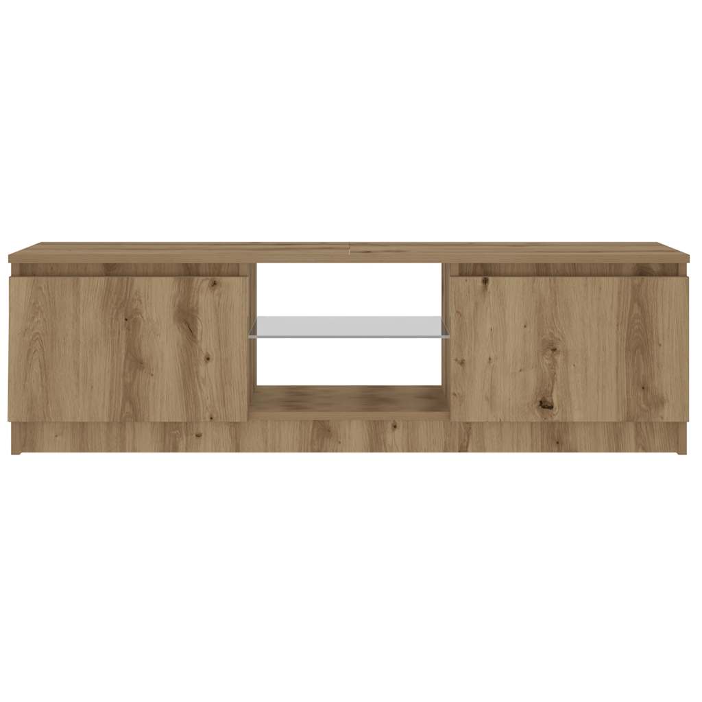 Tv-meubel met LED 140x40x35,5 cm bewerkt hout oud houtkleurig