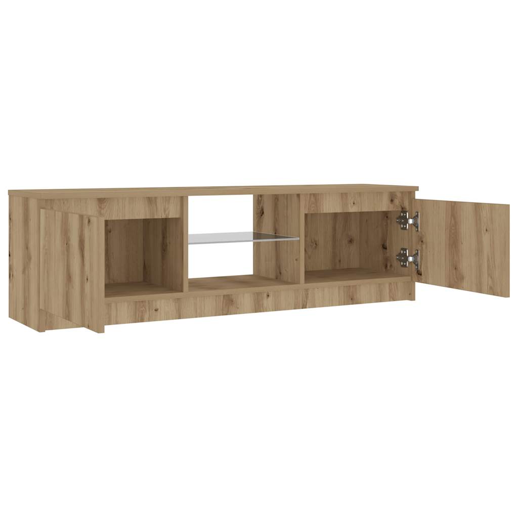 Tv-meubel met LED 140x40x35,5 cm bewerkt hout oud houtkleurig