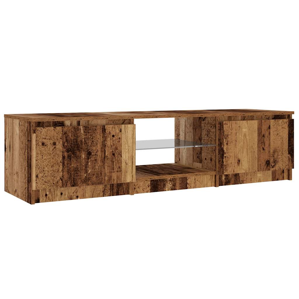 Tv-meubel met LED 140x40x35,5 cm bewerkt hout oud houtkleurig