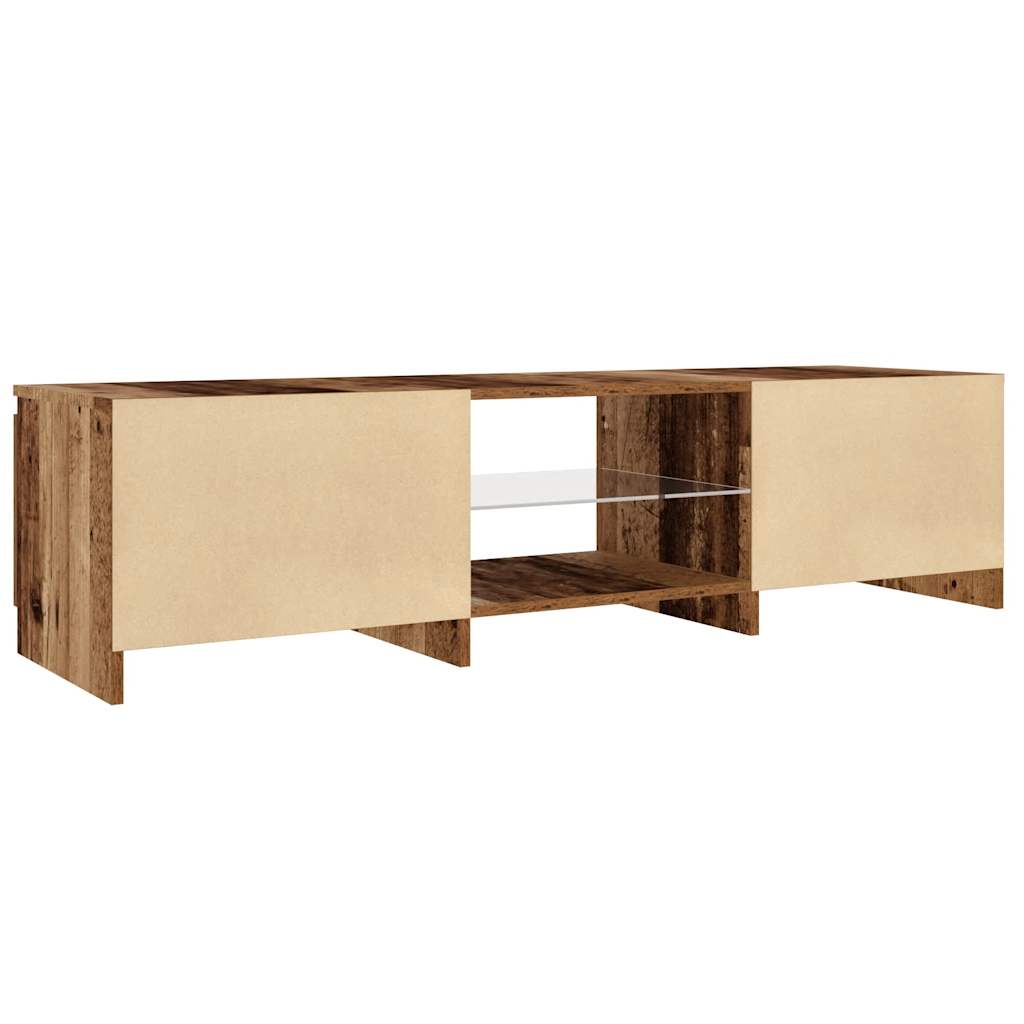 Tv-meubel met LED 140x40x35,5 cm bewerkt hout oud houtkleurig