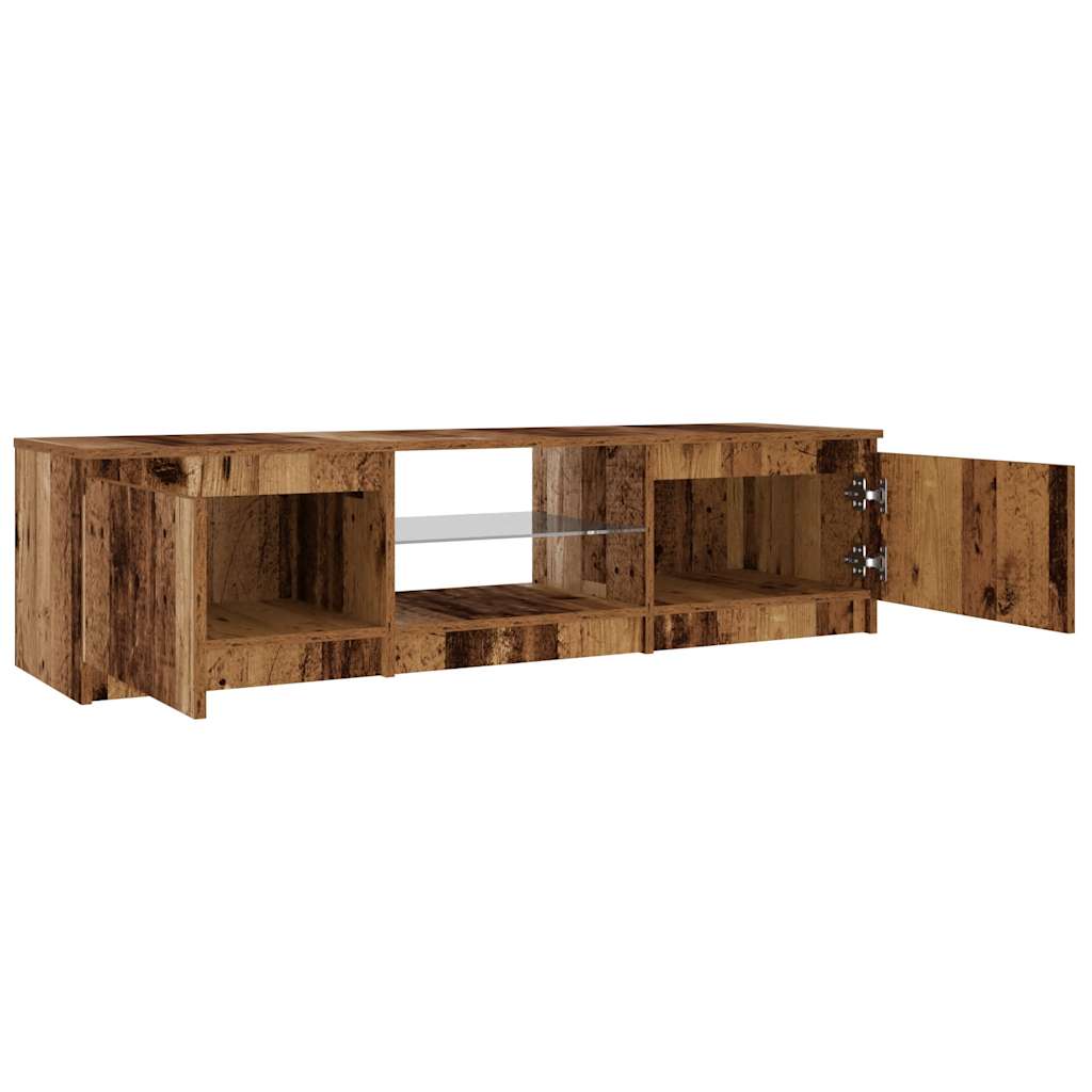 Tv-meubel met LED 140x40x35,5 cm bewerkt hout oud houtkleurig