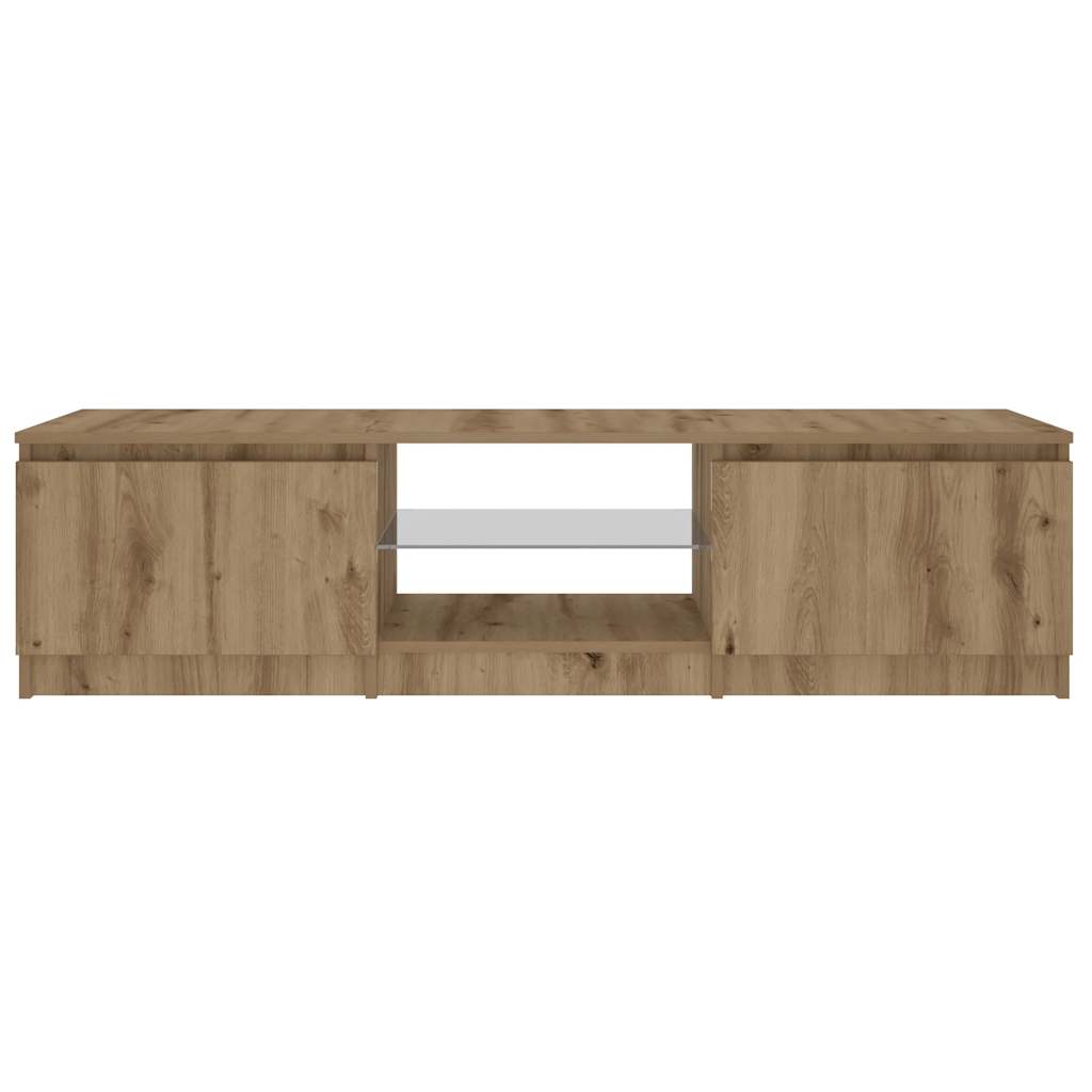 Tv-meubel met LED 140x40x35,5 cm bewerkt hout oud houtkleurig