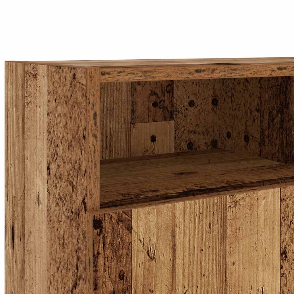 Tv-meubel met LED 120x30x50 cm bewerkt hout artisanaal eiken