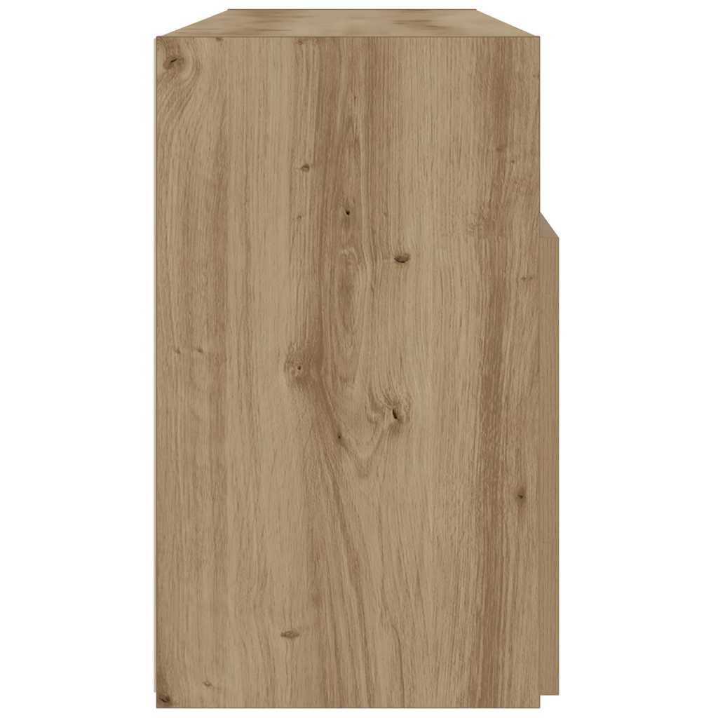 Tv-meubel met LED 120x30x50 cm bewerkt hout artisanaal eiken