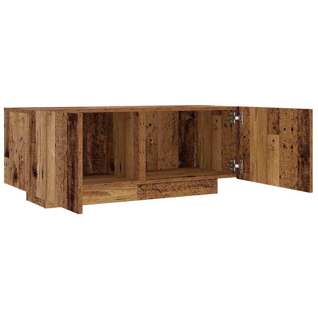 Tv-meubel met LED 100x35x40 cm bewerkt hout artisanaal eiken