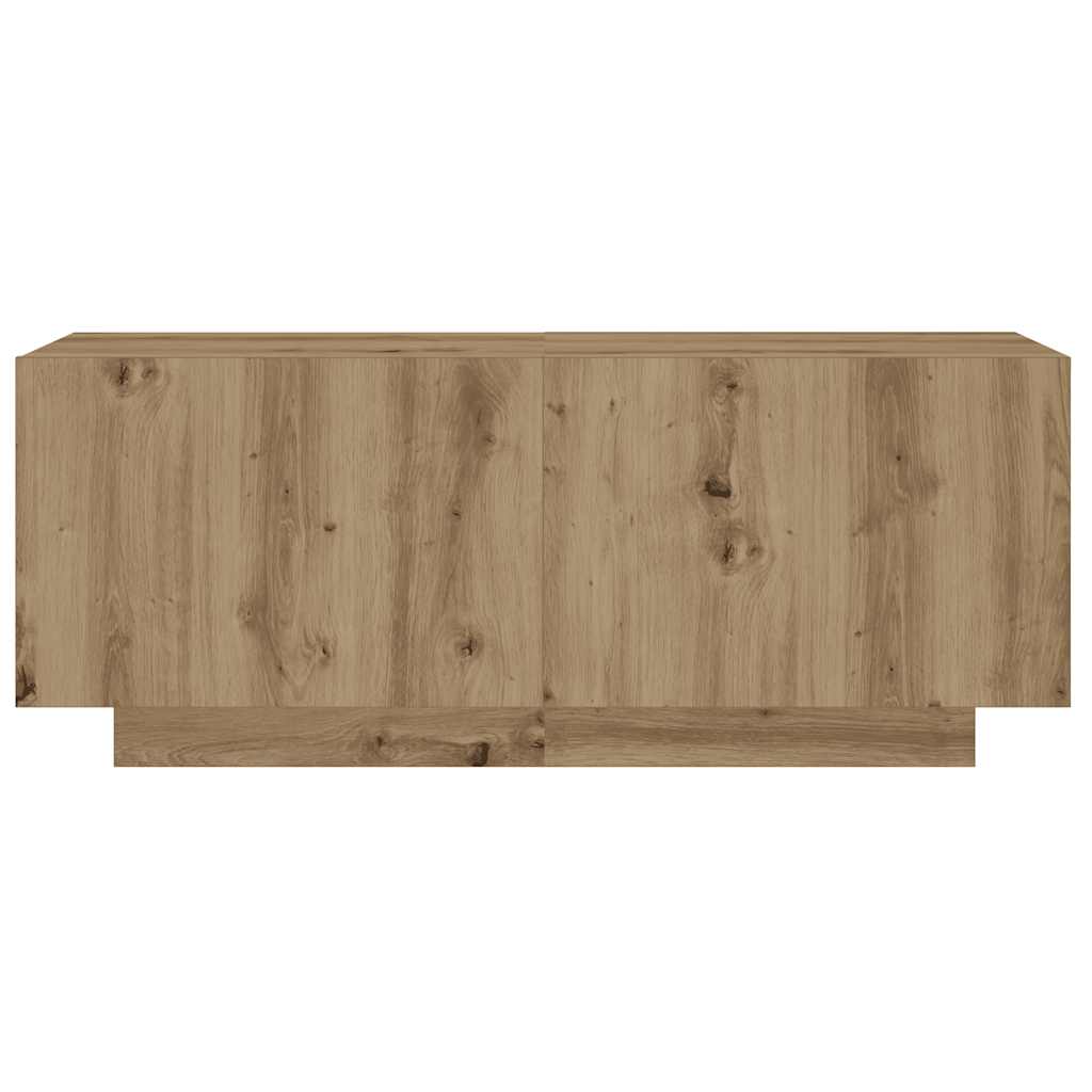 Tv-meubel met LED 100x35x40 cm bewerkt hout artisanaal eiken