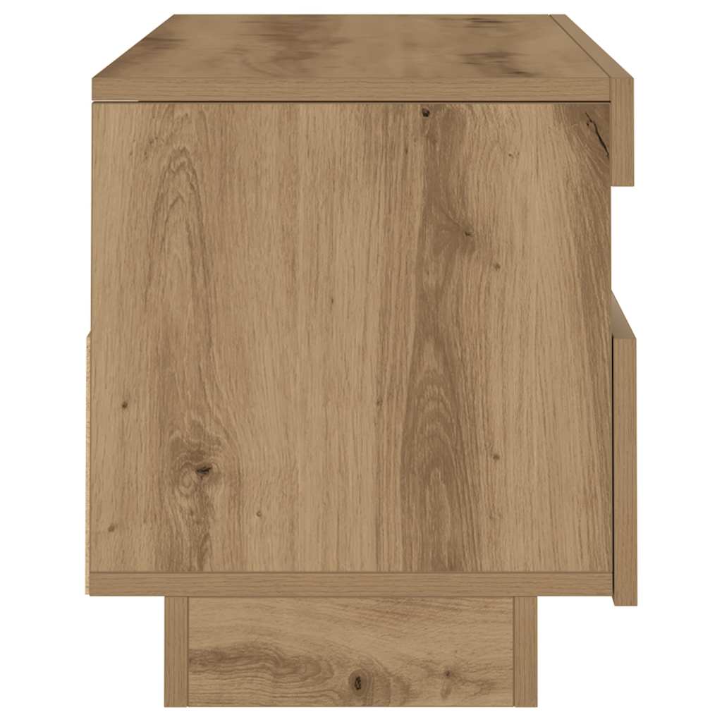 Tv-meubel met LED 80x35x40 cm bewerkt hout artisanaal eiken